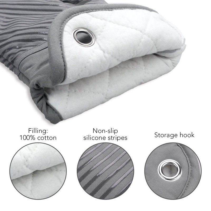 FabStyles Cotton Oven Mitt Set, Gray