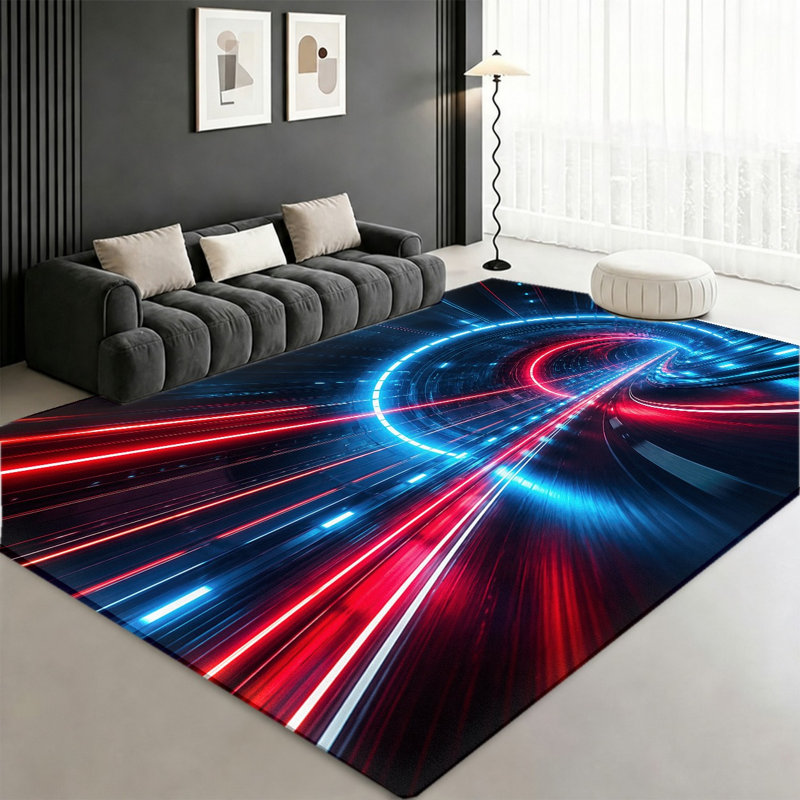 Tapis lavable à la machine avec envers antidérapant Futuristic Speedway, Rectangle 8 pi 2 po x 5 pi 11 po (250 x 180 cm)