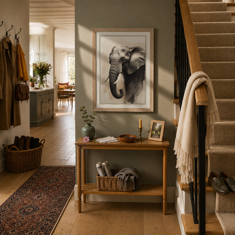 Elephant in Dignity Realism - Framed Print, Oak, A4 - 29.7 x 21.0 cm