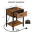 Table de chevet 1 tiroir en acier brun
