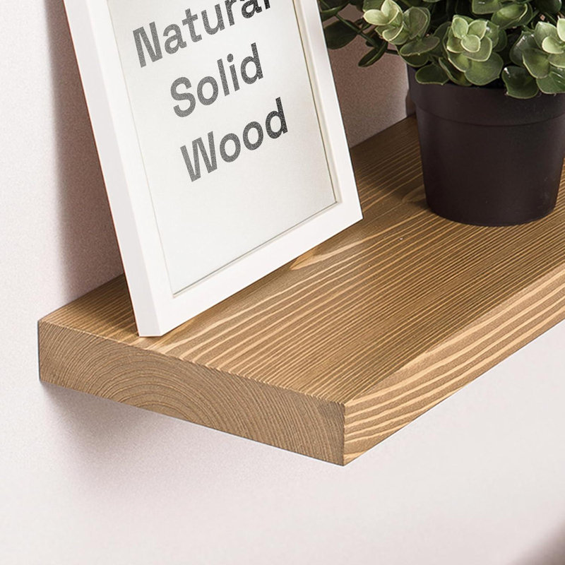 Ensemble de 2 tablettes flottantes en bois naturel