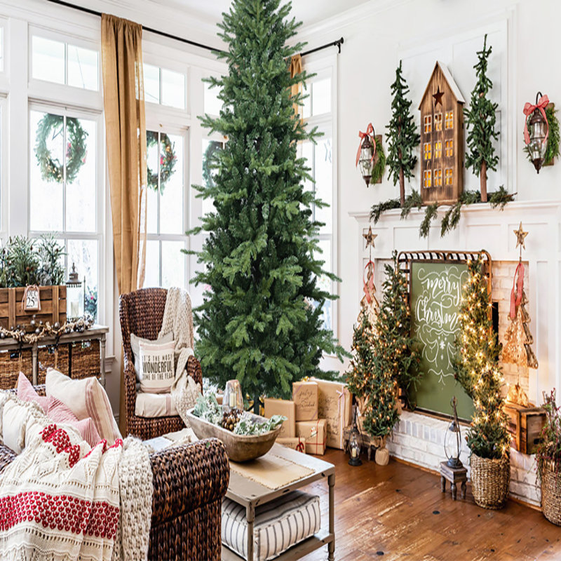 Arbre de Noël 4 pi en PVC vert + PE avec 919 pointes - arbre à charnières plein et luxuriant, assemblage facile, conception d'aiguille mixte réaliste