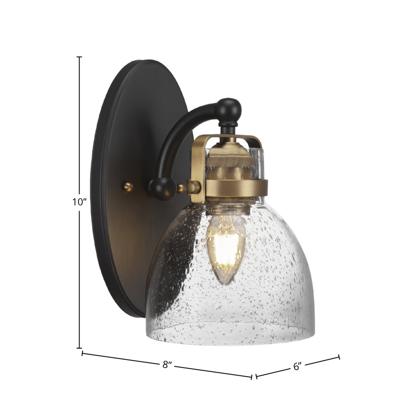 Chavtika Wall Sconce Shown With 6" Glass, Matte Black/Brass, Seedy