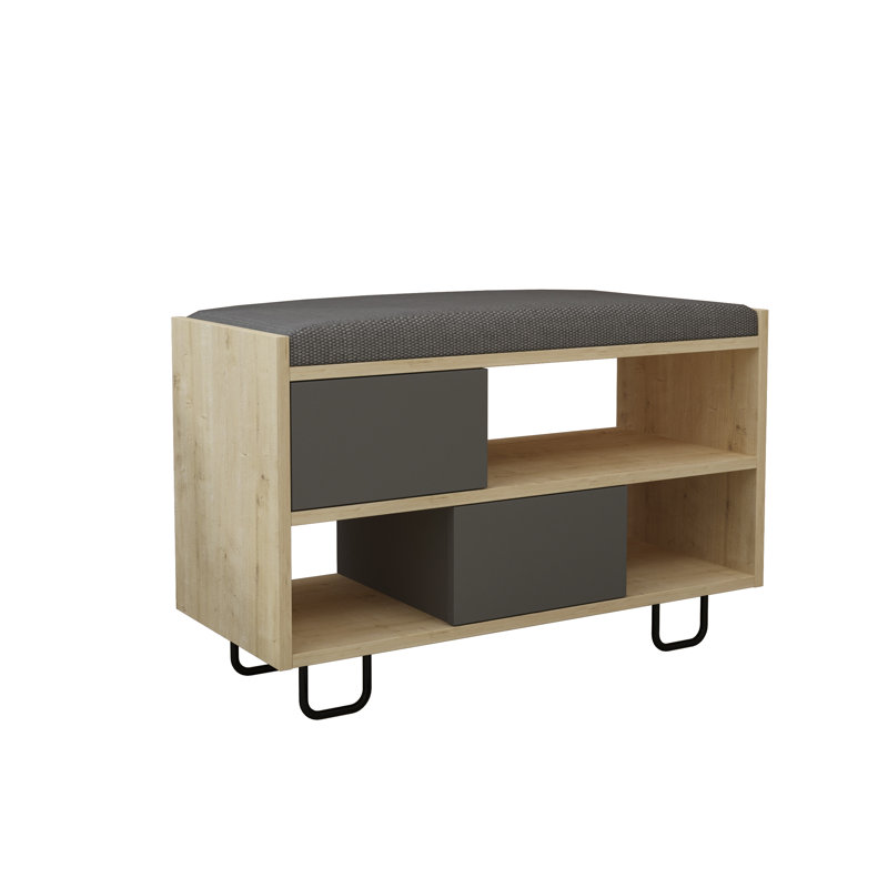 Cannonleague Polyester Upholstered Storage Bench, Oak/Anthracite