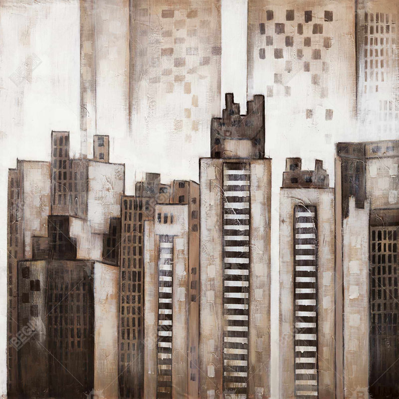 Square city - 18"x18" Throw pillow - Poly twill - Print on demand, Polyester/Polyfill, 18" H x 18" W