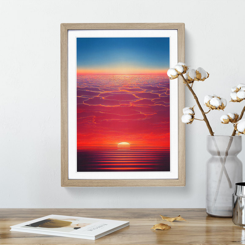Dazzling Sunset - Single Picture Frame Print, 34cm H x 25cm W x 2cm D, Oak