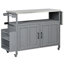 Îlot de cuisine portatif pour l'extérieur, gris, conception pliable, plateau rouille, bois de sapin, étagère réglable et support de cuisine à deux niveaux en acier inoxydable, roulettes verrouillables-134284513