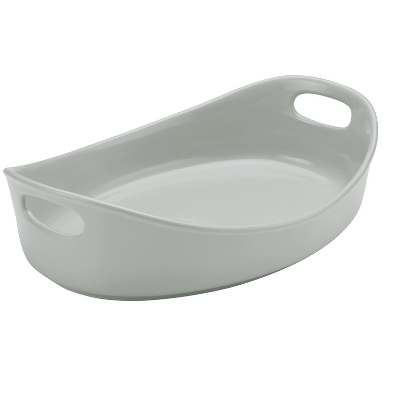 Light Sea Salt Gray 4.5-Quart Stoneware Oval Baker