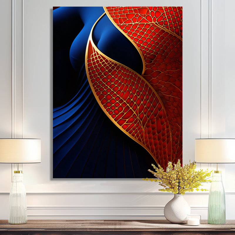 Texture Blue Gold Butterfly Wings - Botanicals Wall Art Print, 20" H x 12" W x 1" D, Wrapped Canvas