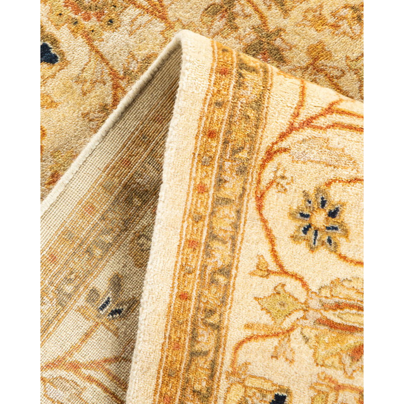 Ivory Hand-Knotted Wool Oriental 4' x 6' Rug