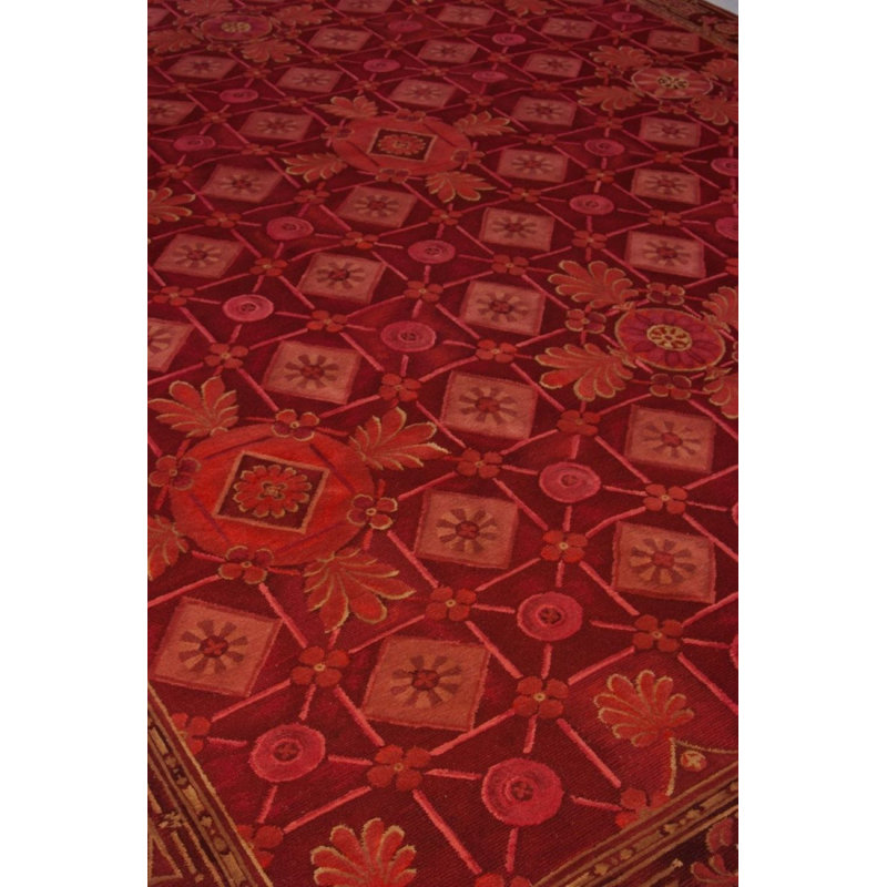 Tapis rouge noué à la main de haute qualité, Rectangle 7 pi 10 po x 10 pi 1 po