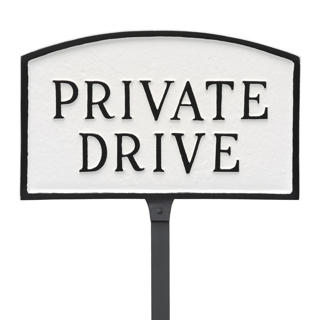 Small Arch Private Drive Statement Plaque Sign with Lawn Stake Montague Metal Products Inc. 