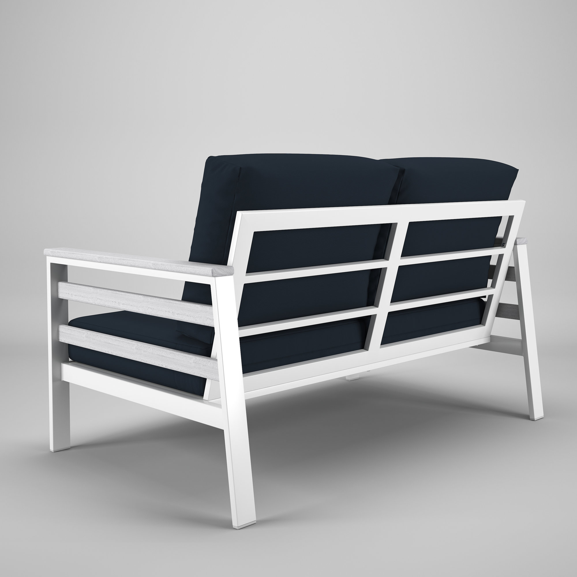 Townsend Metal Outdoor Loveseat With Sunbrella Cushion, Canvas Navy