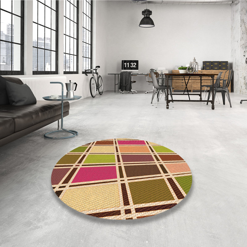 Geometric Indoor Rug, Round 5'