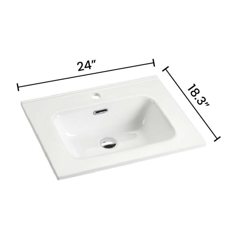 Lavabo de salle de bain intégré en céramique blanche lustrée - aspect, performance durable et moderne pour utilisation, ajoute de la sophistication à