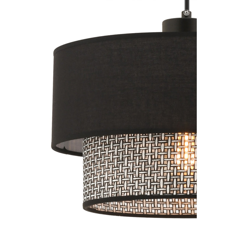 Lustre en métal élégant, gris et noir, 25,6 po x 25,6 po x 25,6 po | Abat-jour en coton, hauteur totale: 25,6 pouces | Douille E27 (60 W maximum) | Certifié CE, parfait pour la salle à manger et les espaces de vie, élégance moderne