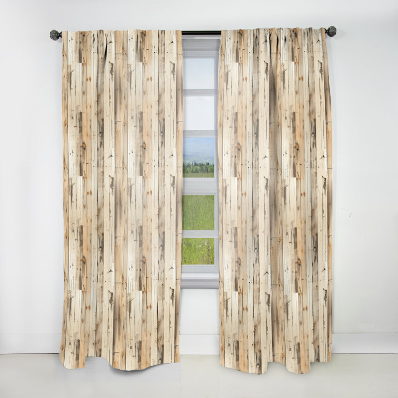 Meaghan Beige Rustic Wooden Panels County home - Vintage Velvet Curtain - Room Darkening - 1 panel, 52" W x 95" L