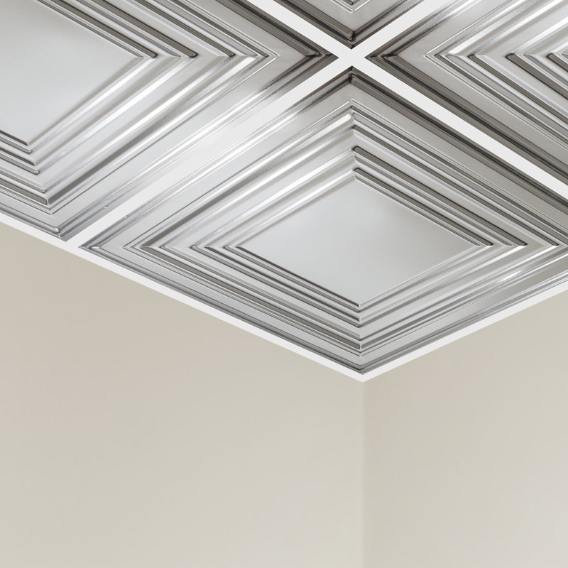 Dalle de plafond Great Lakes Tin Detroit (paquet de 5), Chrome