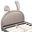 Lit plateforme tapissier en cuir avec ornement en forme de lapin-902145610-902145615