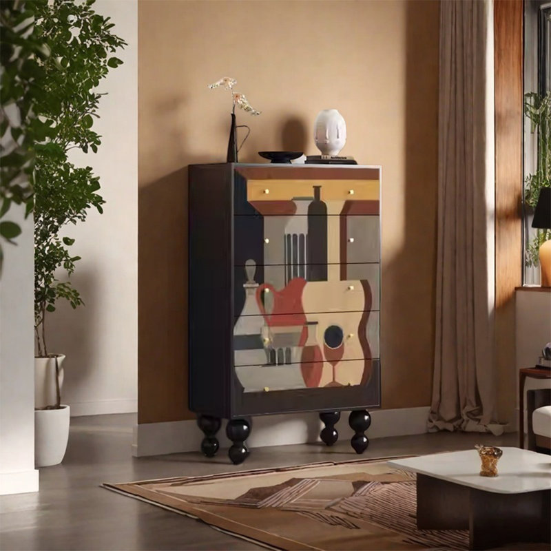 Armoire de rangement à 5 tiroirs en pin massif