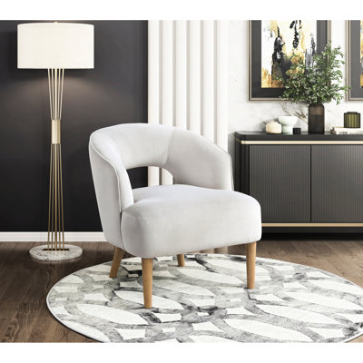 Fauteuil d'appoint luxueux en velours gris pour espace de lecture, structure en contreplaqué, rembourrage en mousse sur ressorts, coussin de siège attaché, hauteur du produit 28,5 po, velours, fauteuil, chambre à coucher, mousse de poche, largeur des accoudoirs à l'arrière