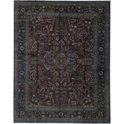 Tapis rouille et brun de haute qualité noué à la main