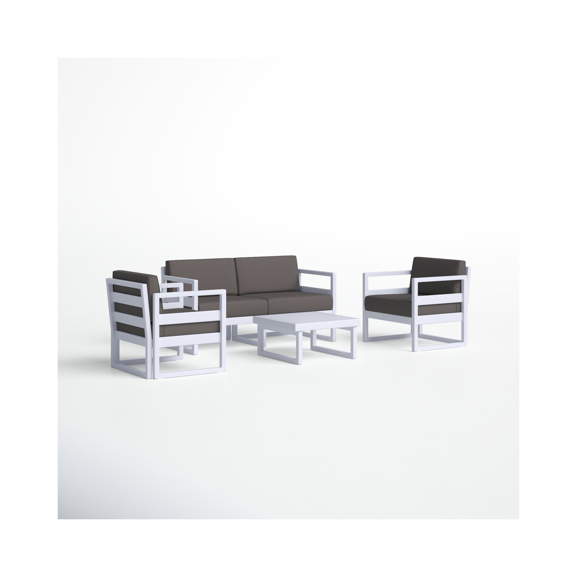 Lane 4 - Person Patio Conversation Set with Cushions, Silver/Gray, Charcoal