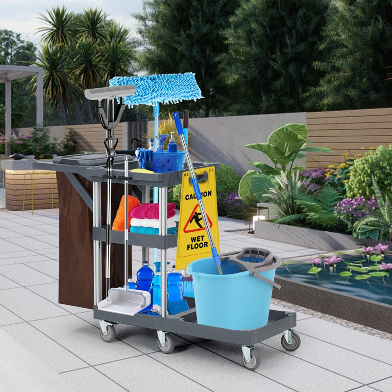 Chariot de nettoyage commercial sur roulettes