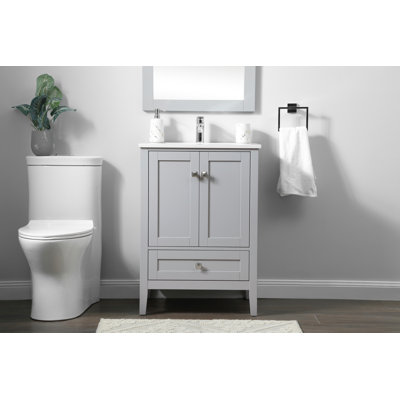 Jadaya 24 " W Freestanding Standard Free Standing 1 Single Vanity Bathroom Vanity With Engineered Marble Top