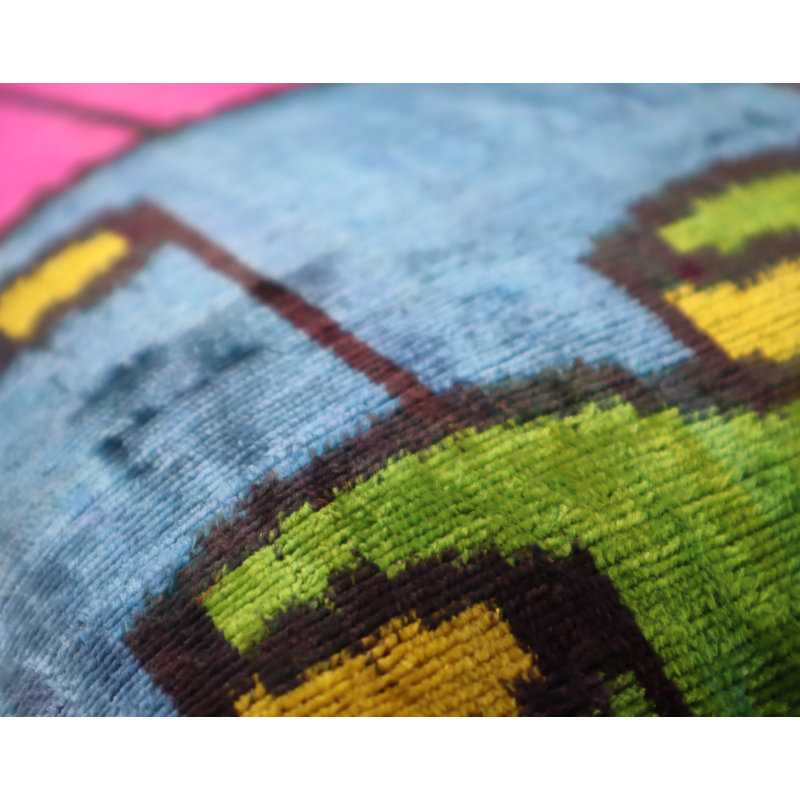 Velvet Rectangular Pillow Cover & Insert, Blue/Pink/Green Geometric 1
