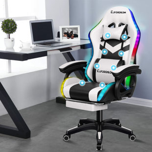 ELFORDSON Adjustable Faux Leather Swiveling PC & Racing Game Chair
