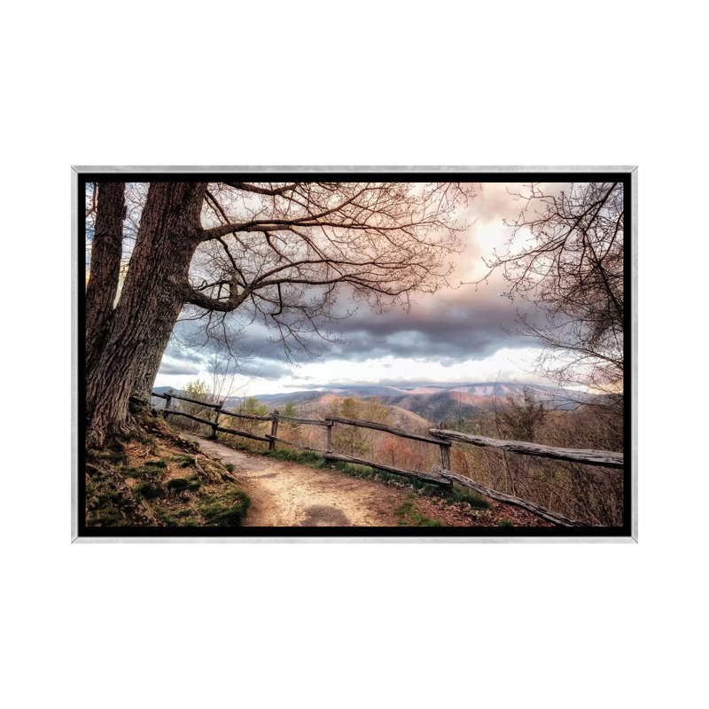 «Mountain Walks» par Andy Amos - reproduction de photo, H 18 po x l 26 po x P 1,5 po, Toile avec cadre argenté