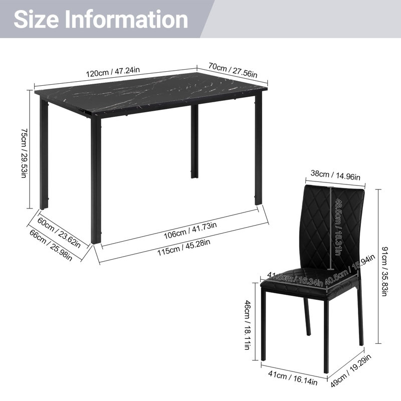 Dining Set, Black, Black