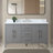 60'' Single Bathroom Vanity with Engineered Marble Top-94811335-94811336