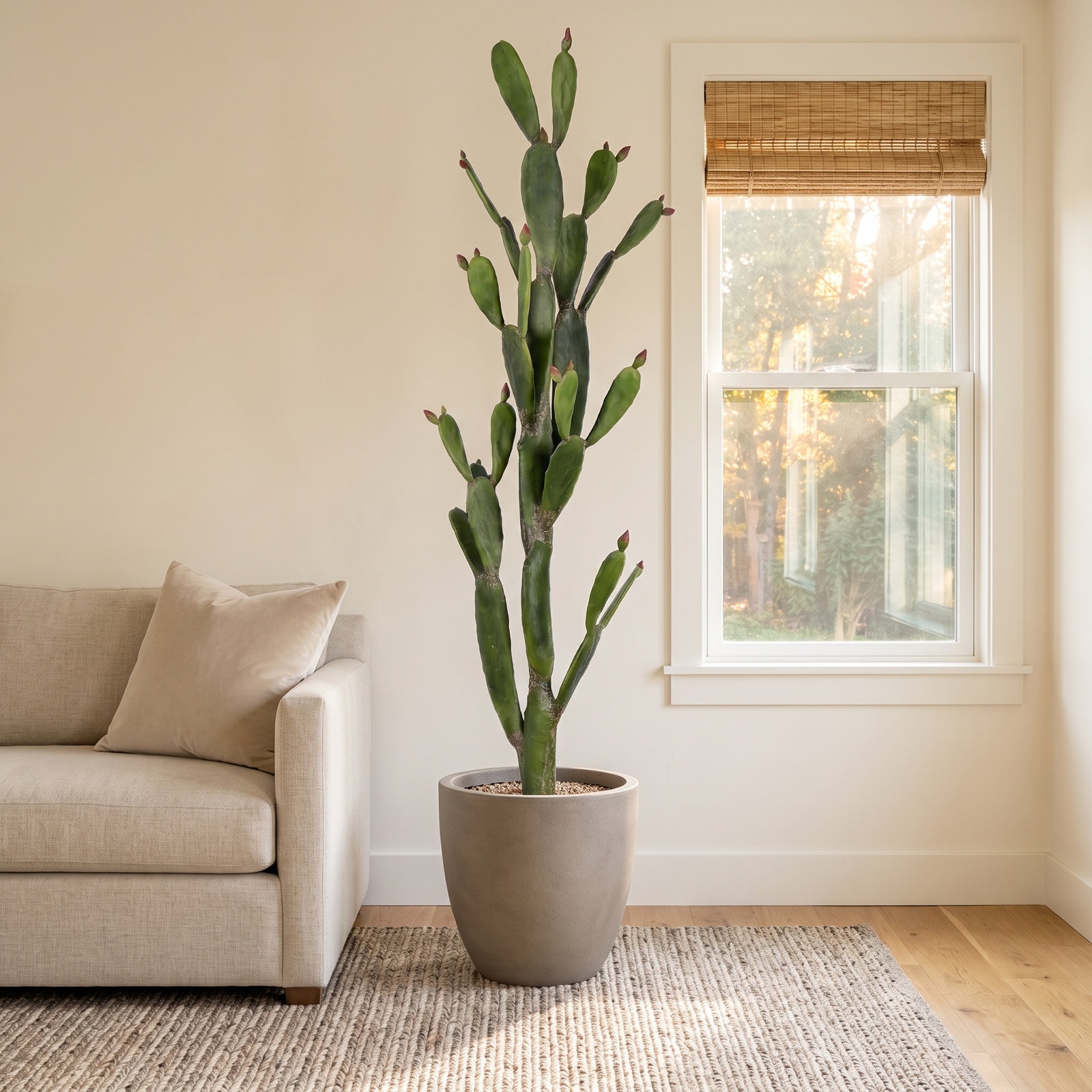 Cactus Plant in Pot, 80" H x 10" W x 17" D