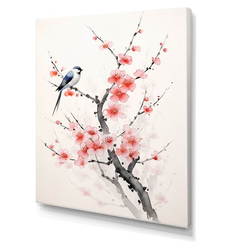 «Asian Art Sumi Bird Serenity IX», reproduction sur toile, H 20 po x l 12 po x P 1 po, Toile tendue