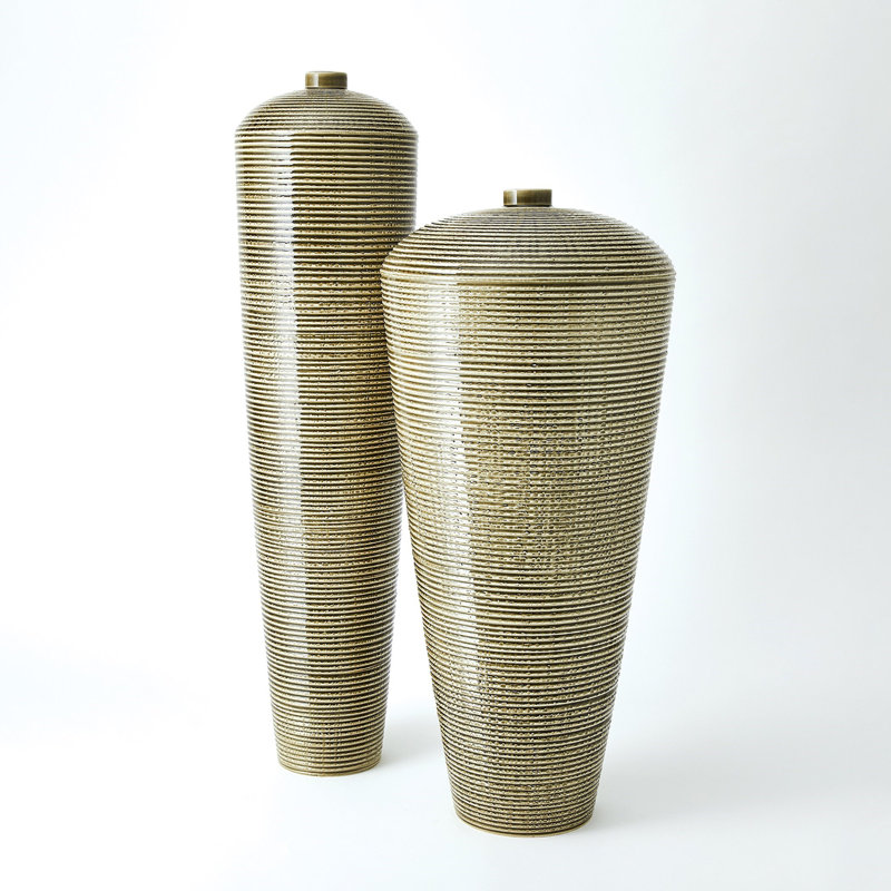 Domed Vase-Sage-Wide, 36" H x 9.5" W x 9.5 D