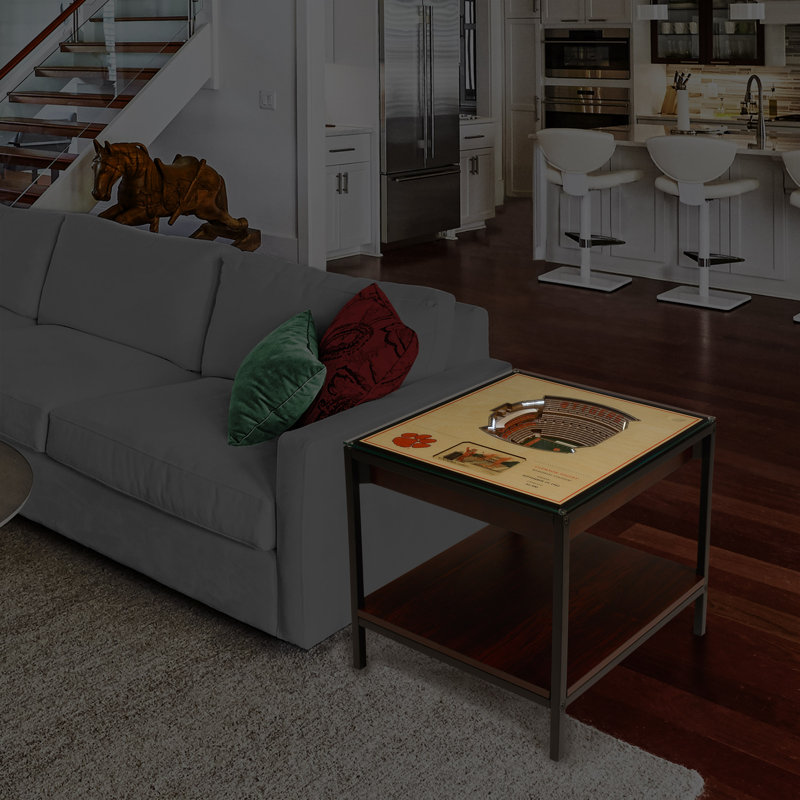 Glass Top End Table, Clemson University