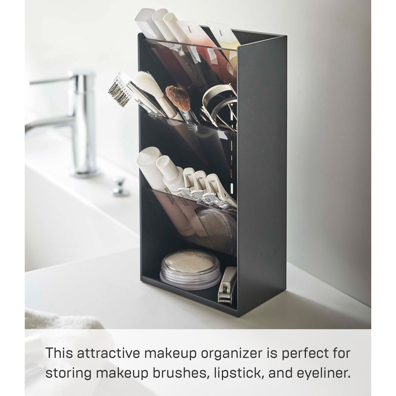 Yamazaki Home Sleek Black ABS Plastic Adjustable Makeup Organizer