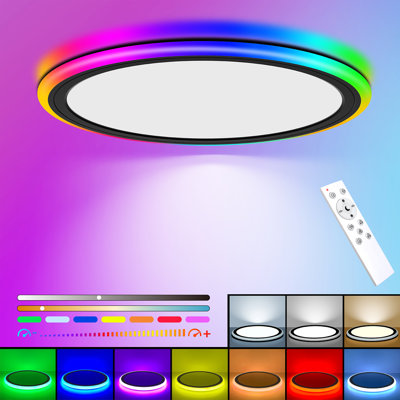 LED Dimmable RGB Flush Mount Ceiling Light with Remote Control