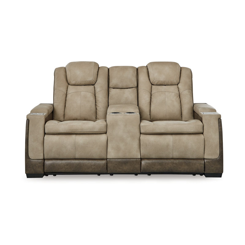 Causeuse inclinable électrique Corbin, 75 po, similicuir brun, port USB