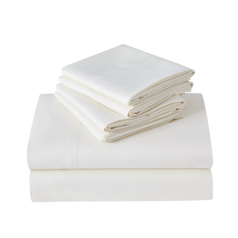 Ensemble de draps en coton 2000 fils Kathy Ireland (6 pièces), Ivoire, Grand