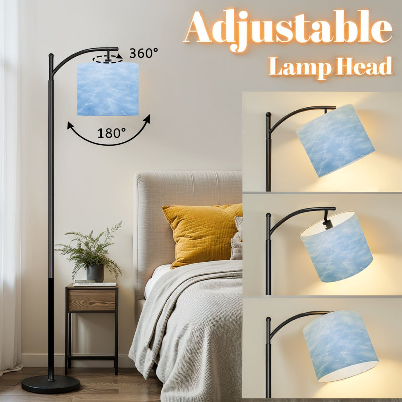 Lampe sur pied à arc avec abat-jour réglable Patins à glace Lampe sur pied 3 températures de couleur à haut gradateur avec interrupteur au pied pour la chambre à coucher