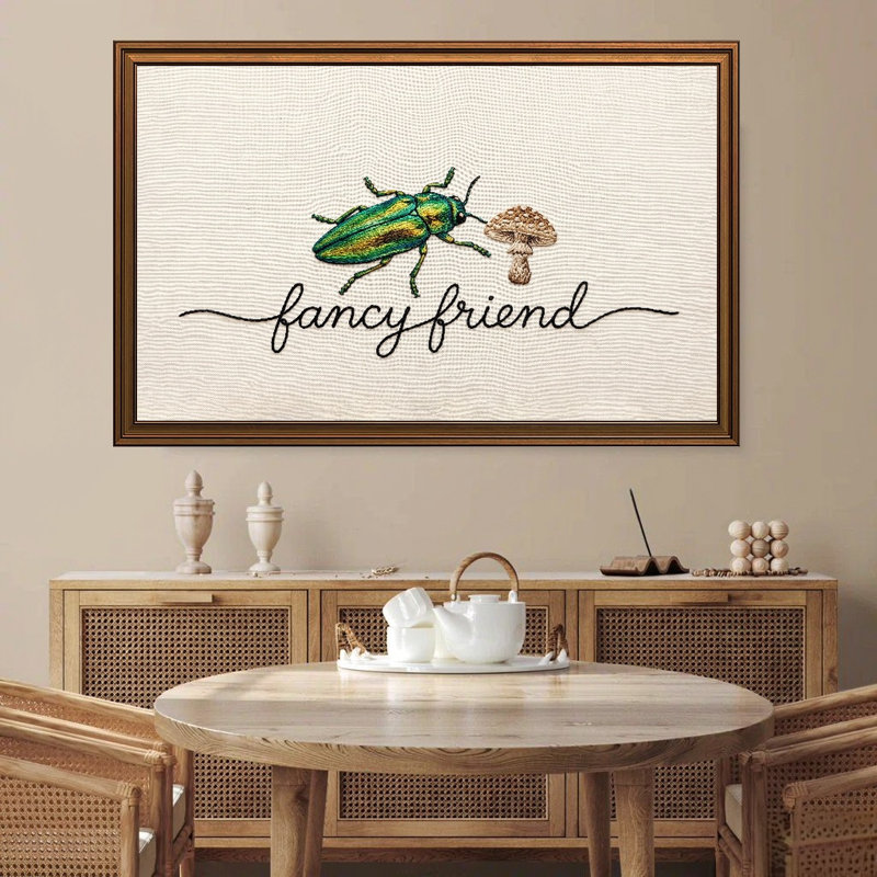Reproduction sur toile encadrée de coccinelle et champignon, 20 L x 30 W