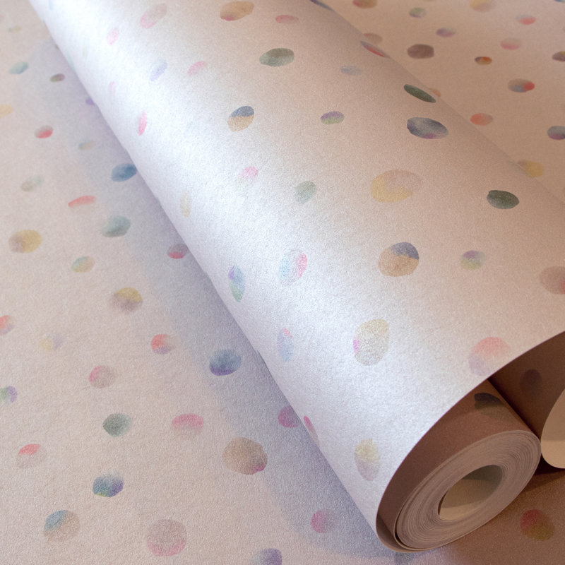 Alaira Smooth Glitter Watercolor Dots 10.05m x 53cm Wallpaper Roll, Rose