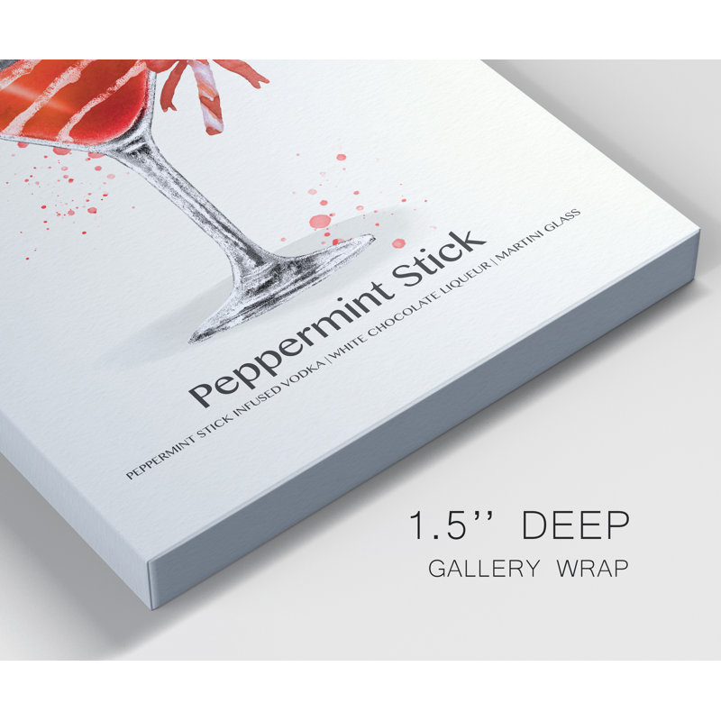 «Peppermint Stick Cocktail» par Susan Jill, reproduction d'art sur toile tendue, H 40 po x l 30 po x P 1 po