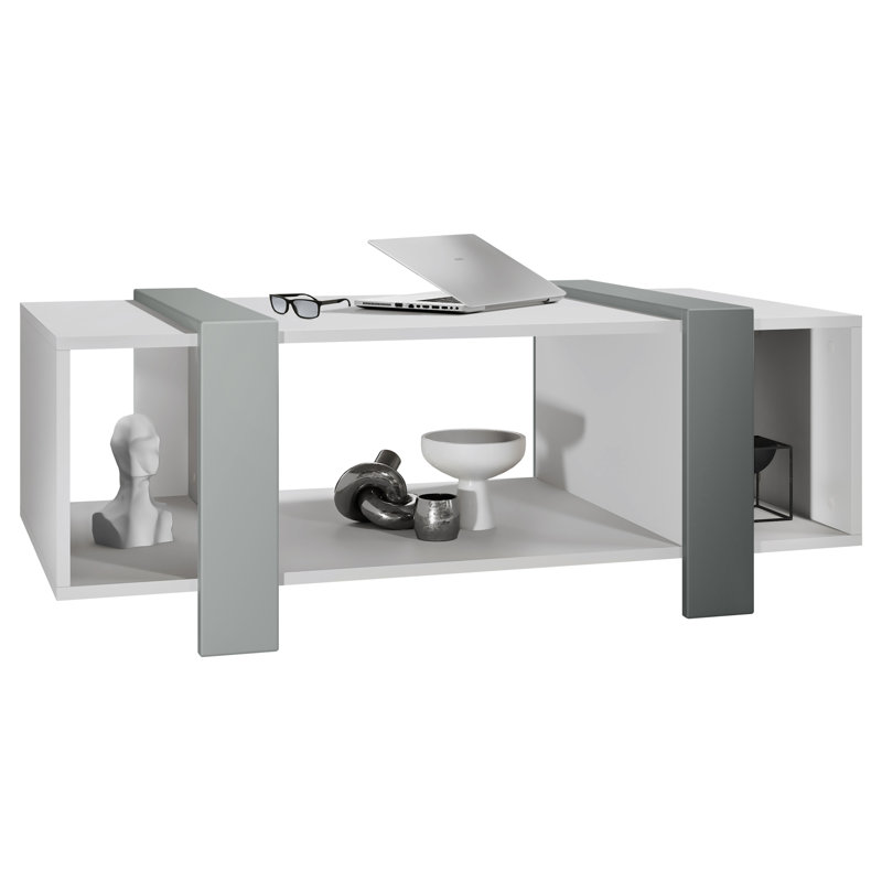 Bouirou Coffee Table with Storage, White Matt/Graphite Silk Matt