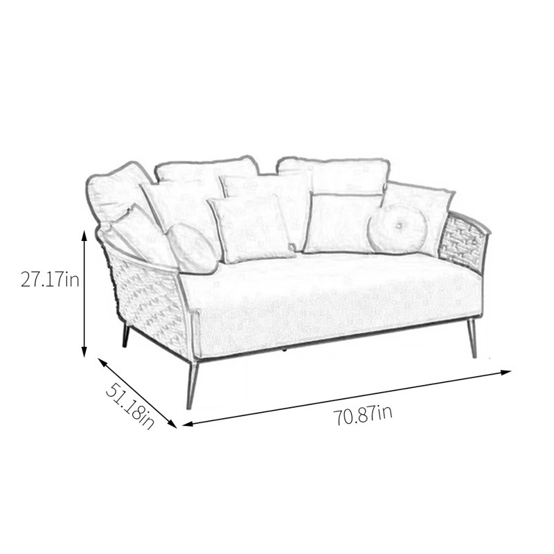 70.87'' Wide Rectangle Patio Daybed with Cushions, Light Gray, Light Gray