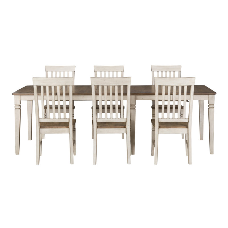 Chanequa 7-piece Extendable Solid Wood Dining Set, 7 Pieces: Table, 6 Chairs