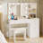 Greyden Makeup Vanity with Lighted Mirror, Outlets and 6 Drawers-1680604932